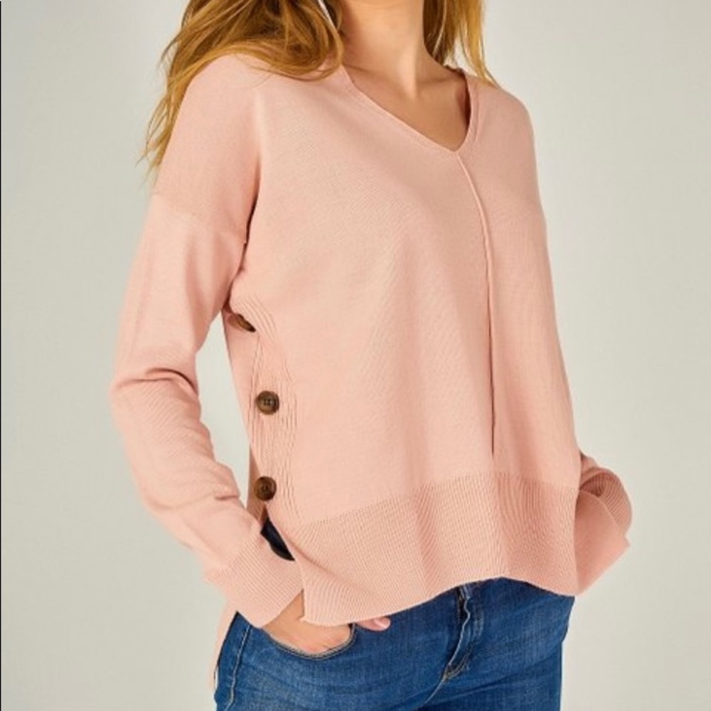 AQE Size EU 2XL Blush Pink NWOT High Low Long Sleeve Sweater